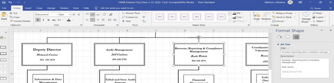 Screenshot of Visio file highlighting a text box with this text: 