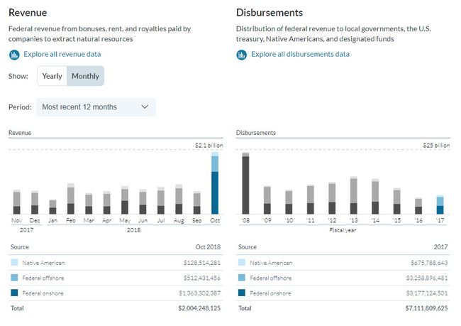 Homepage data visualizations showing Revenue and Disbursements